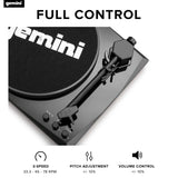 Gemini TT-900BB Stereo Turntable Music System - Belt Drive - Bluetooth input - Dual 50 Watt Stereo Speakers - Includes 45 Adapter (Black)