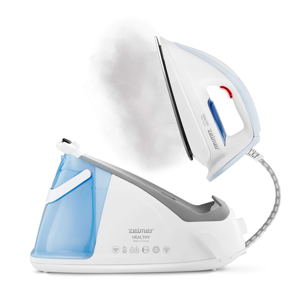 Zelmer ZIS8700 Healthy - Centro de planchado a vapor (2600 W, 700 g de choque de vapor, 8 bar, 120 g de vapor continuo, depósito de agua de 1,4 l, sistema de descalcificación: Calc'n'Clean,