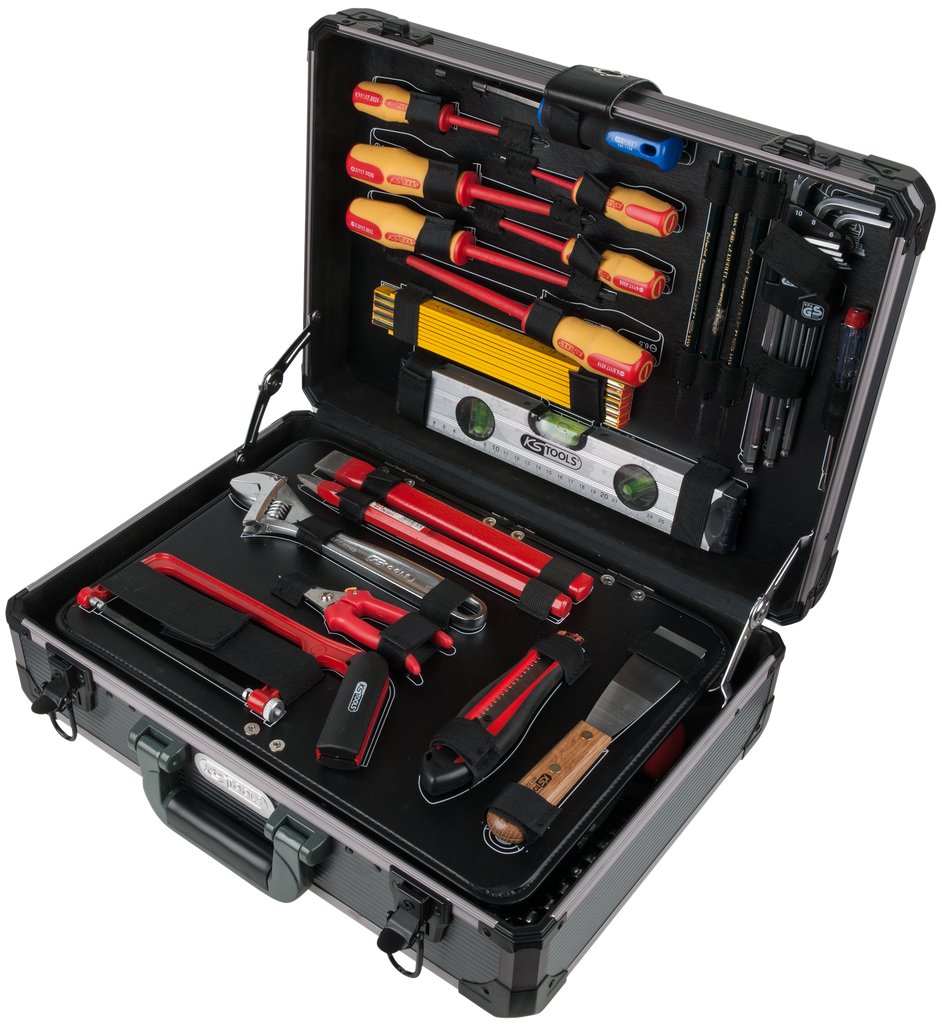 KS Tools 911.0628 1/4" + 1/2“ Maletín de herramientas de electricista, 128 pzs.