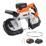 VEVOR Kit de Sierra de Cinta Portátil Inalámbrica, Corte Profundo de 12,7 cm con 360 W Motor sin Escobillas y Batería de 4 Ah, Velocidad Variable de 0 a 120 m/min, para Cortar Metal y Madera