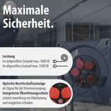 Brennenstuhl Carrete de cable profesional KA 5100 5 IP44 (cable H07RN-F 3G1,5 de 50 m en negro, 5 tomas de seguridad, uso en obra y exterior permanente, fabricado en Alemania)