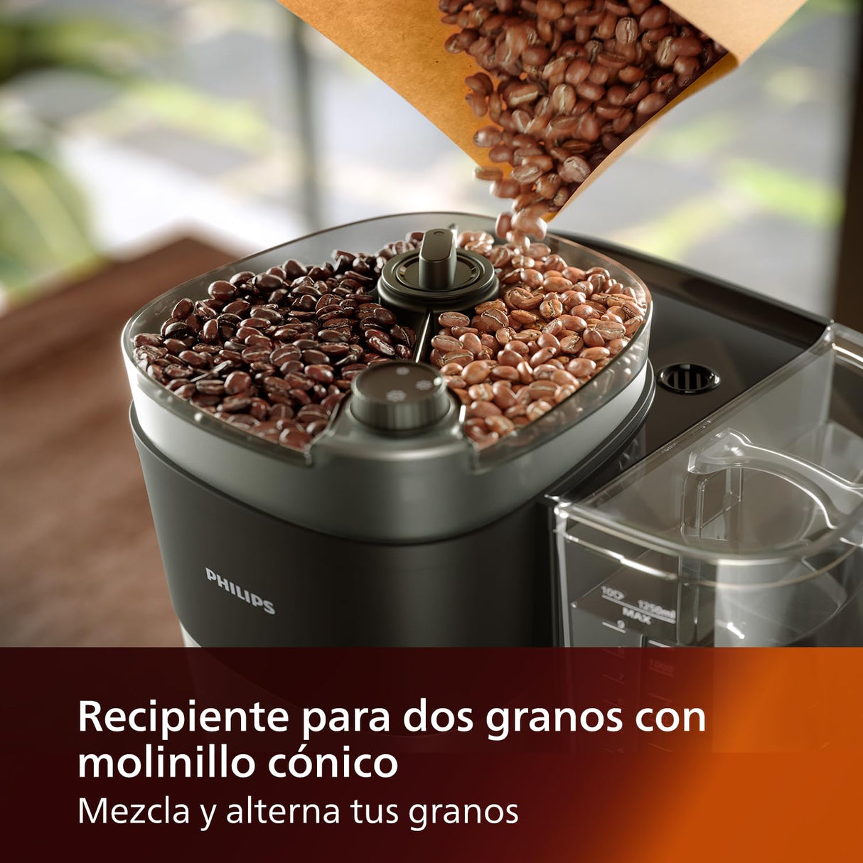 Philips Todo en 1 Cafetera de goteo - molinillo cónico incorporado para granos frescos - preparación en jarra de vidrio de 1,25 L o directamente en taza