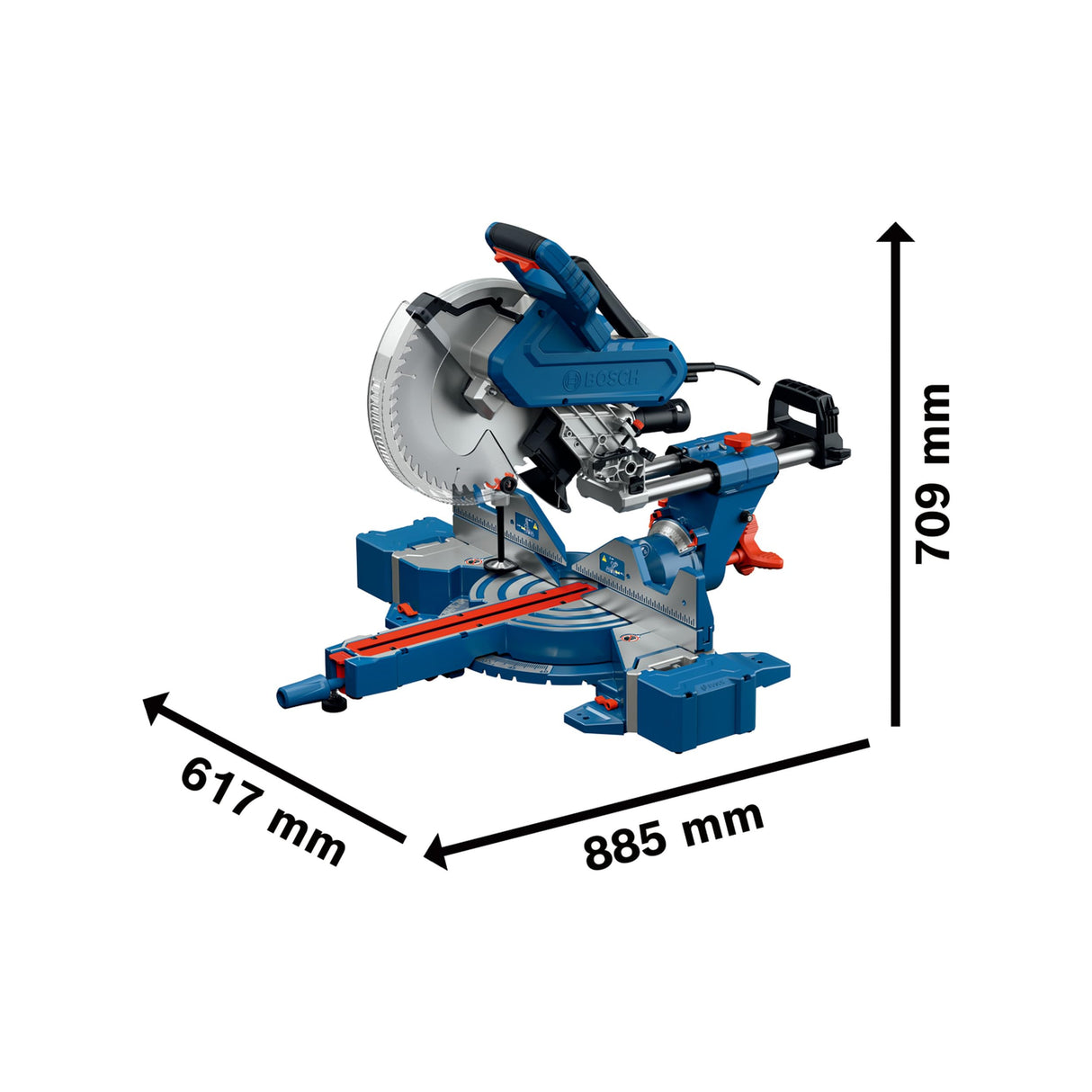 Bosch Professional sierra ingletadora con cable GCM 340-305 D (incl. regla, pinza de sujeción, saco para polvo, bloque de soporte, disco, llave)