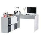 Habitdesign Escritorio Multiposición Reversible, Mesa Estudio, Mesa PC, Modelo Adapta XL, Acabado en Blanco Artik y Gris Cemento, 74 x 136 x 139 cm