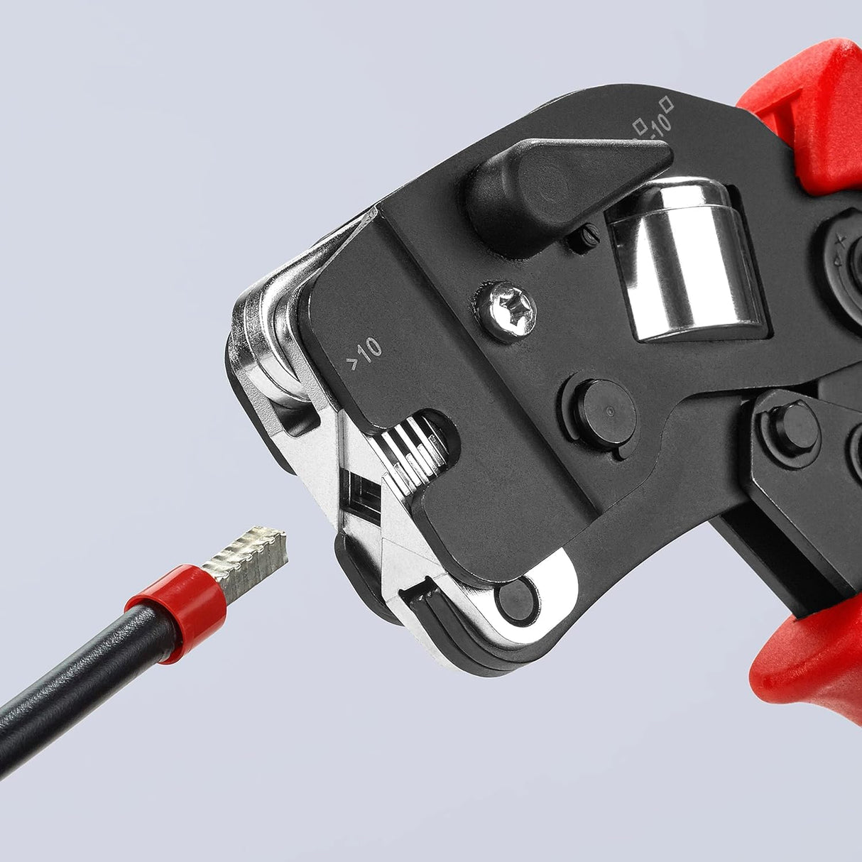 Knipex Alicate autoajustable para crimpar punteras huecas de acceso frontal bruñido, con fundas multicomponentes 190 mm (cartulina autoservicio/blíster) 97 53 09 SB