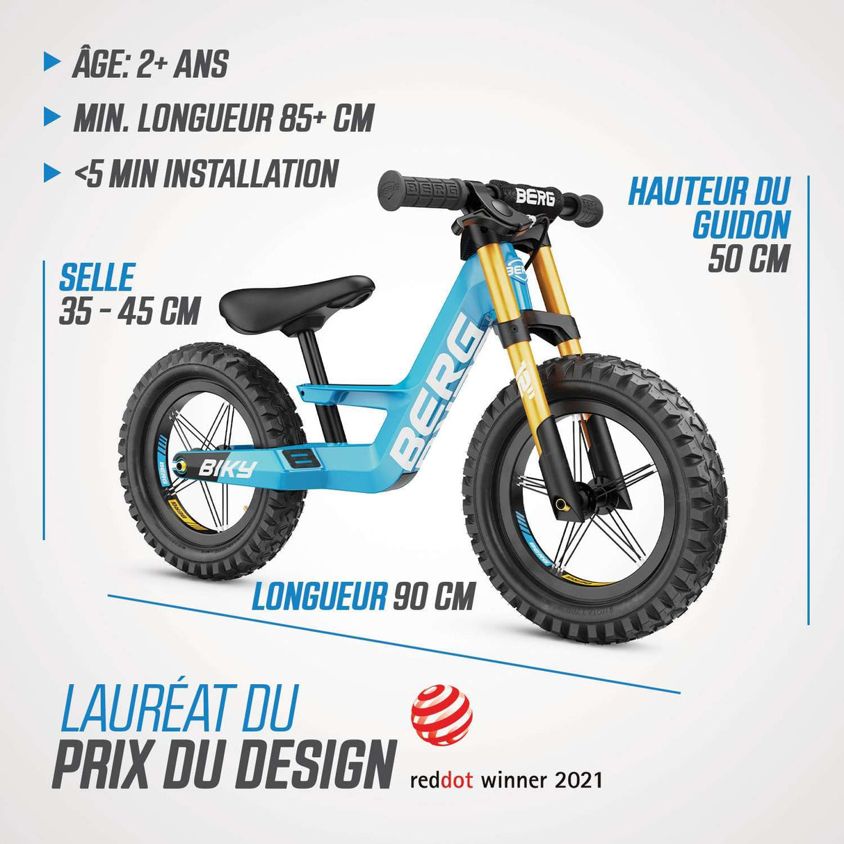 Berg Biky Cross Blue Handbrake Bicicleta Infantil, Unisex Youth, Azul, 12 Pulgadas
