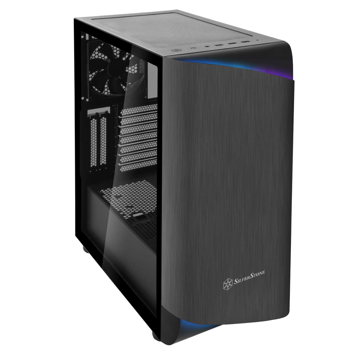 SilverStone Technology SST-SEA1TB-G - Seta A1 Carcasa de computadora ATX de Torre Central, Parte Lateral de Vidrio Templado, Titanio sobre Negro