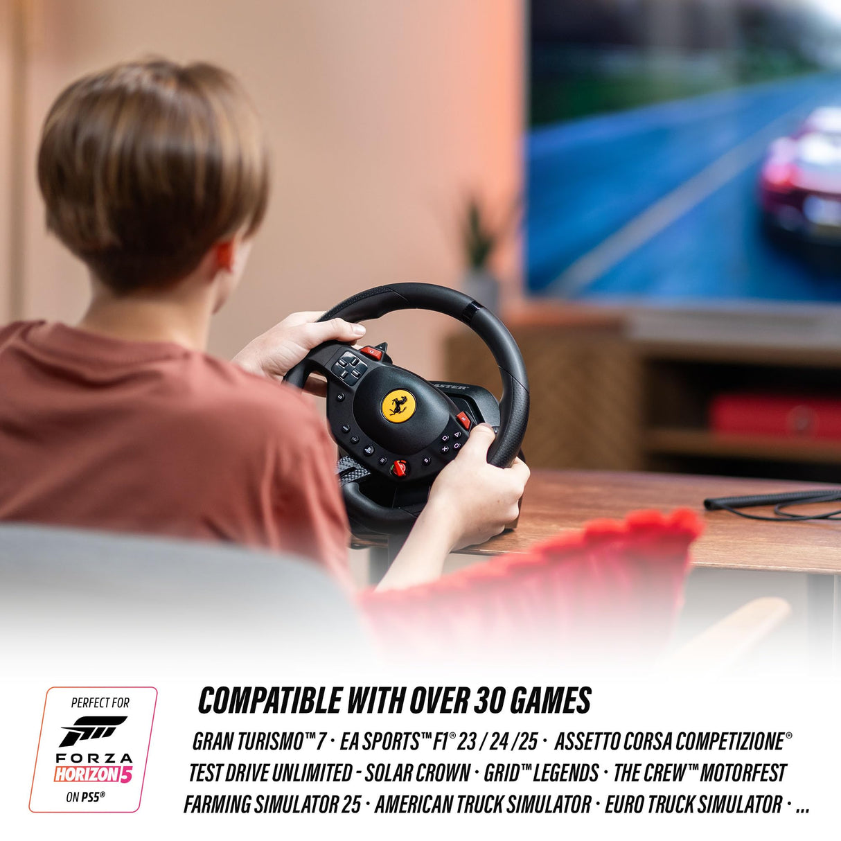 Thrustmaster T98 Ferrari 296 GTB, Volante de carreras para PS5, PS4, PC