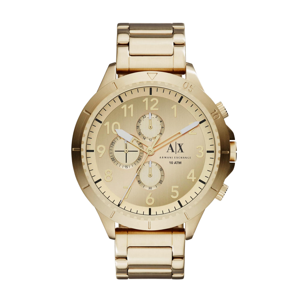 Armani Exchange Relojes de hombre, Movimiento de cuarzo cronógrafo y caja de 50 mm con correa de acero inoxidable, Tono Oro