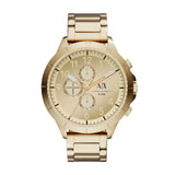 Armani Exchange Relojes de hombre, Movimiento de cuarzo cronógrafo y caja de 50 mm con correa de acero inoxidable, Tono Oro