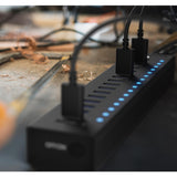 ICY BOX IB-HUB1717-U3 - Concentrador USB (17 Puertos), 16 Puertos USB y 1 Carga USB, USB 3.2 Gen 1 (5 Gbps por Puerto), con Fuente de alimentación de 96 W, USB-A, Aluminio, IB-HUB1717-U3