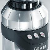 GRAEF Molinillo de café CM900, 40 niveles de molido, molido a demanda, dosificación automática, depósito de 350 g, función programable, recipiente extraíble, color plateado