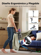Proscenic P16 Aspiradora sin Cable 55Kpa/550W/65Mins, Aspiradora Escoba Vertical con Tubo Plegable, Cepillo Anti-Enredo y Pantalla Táctile LED para Suelo/Alfombra/Pelos de Mascotas