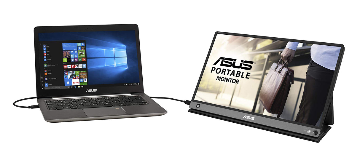 ASUS Monitor portátil inalámbrico USB ZenScreen GO MB16AWP: 15,6", IPS, USB tipo C, mini-HDMI, Batería integrada, Antiparpadeo, Luz azul de baja intensidad, Rosca para trípode. 250cd/m². Negro