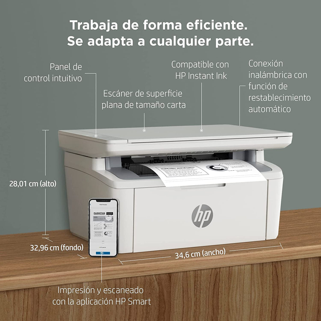 HP LaserJet M140w 7MD72F, Impresora Láser A4 Multifunción Monocromo a Doble Cara Manual, Escaner, Copiadora (20ppm, Wi-Fi, Wi-Fi Direct, USB 2.0, Procesador 500MHz, Memoria 64MB,HP Smart App) Blanca