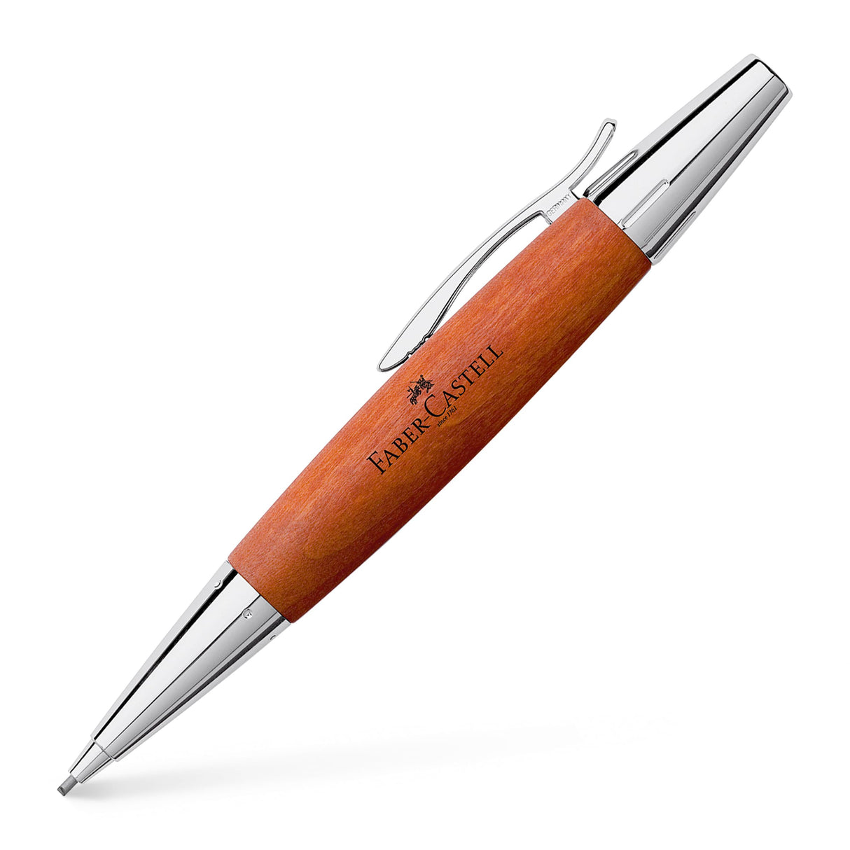 Faber-Castell 138382 - Portaminas E-motion - Cuerpo en Madera de Peral - Mina de 1.4 mm - Graduación B - Marrón Coñac