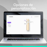 Logitech Spotlight Presentador Inalámbrico, 2.4 GHz y Bluetooth, Receptor USB, Puntero Láser Digital, Distancia de 30 Metros, Cronometro, PC/Mac/Android/iOS, Dorado/Blanco