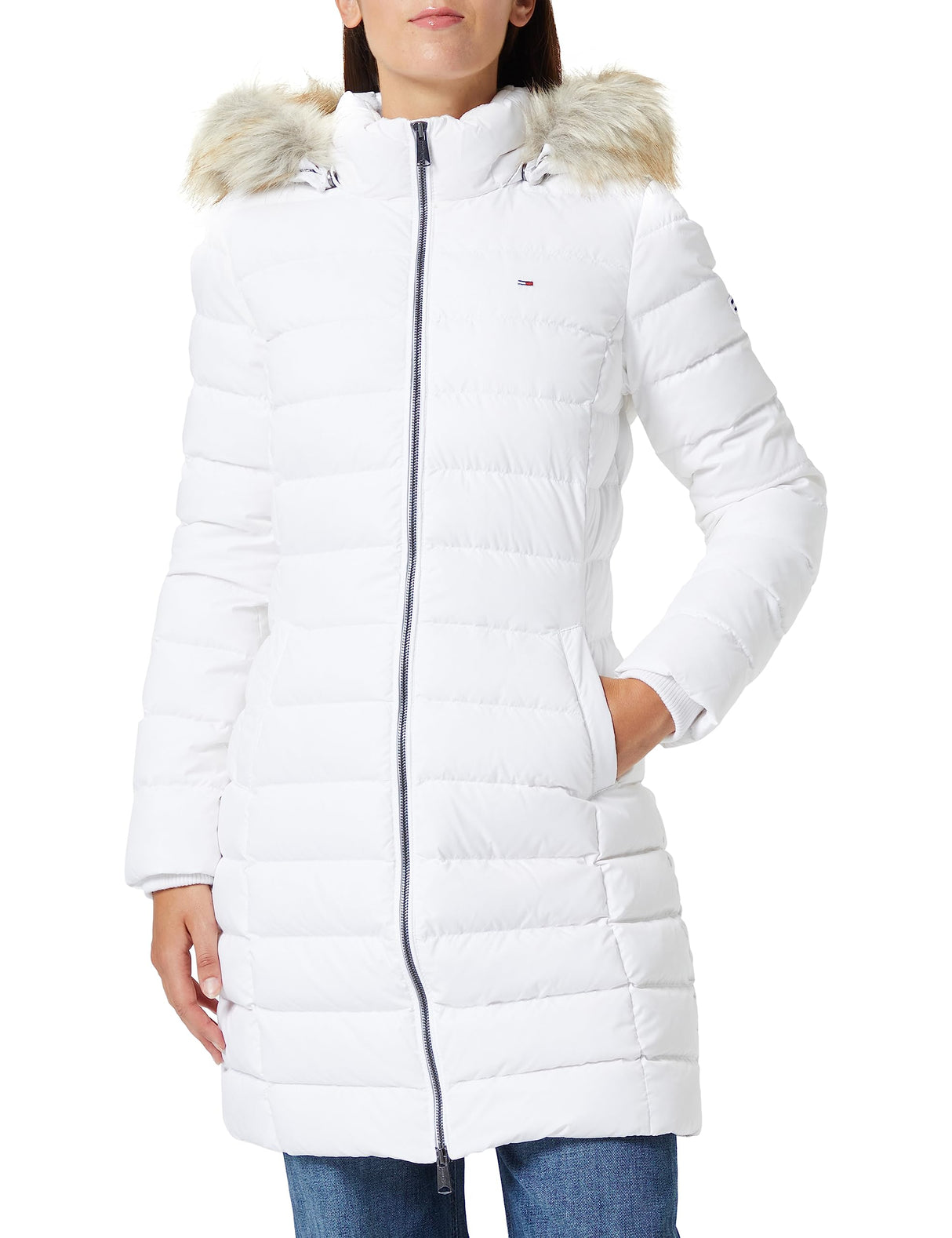 Tommy Jeans Women Essential Down-Filled Coat Winter, White (White), XXS
