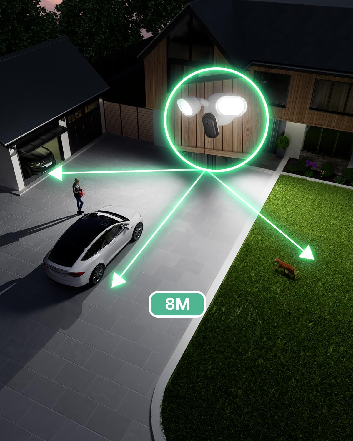 Arlo Floodlight 2K, Cámara Wi-Fi para Exteriores, Calidad 2K HDR, Gran Angular de 160°, visión Nocturna en Color, Sirena de Alarma, comunicación bidireccional, Prueba de Arlo Secure, 1 cámara