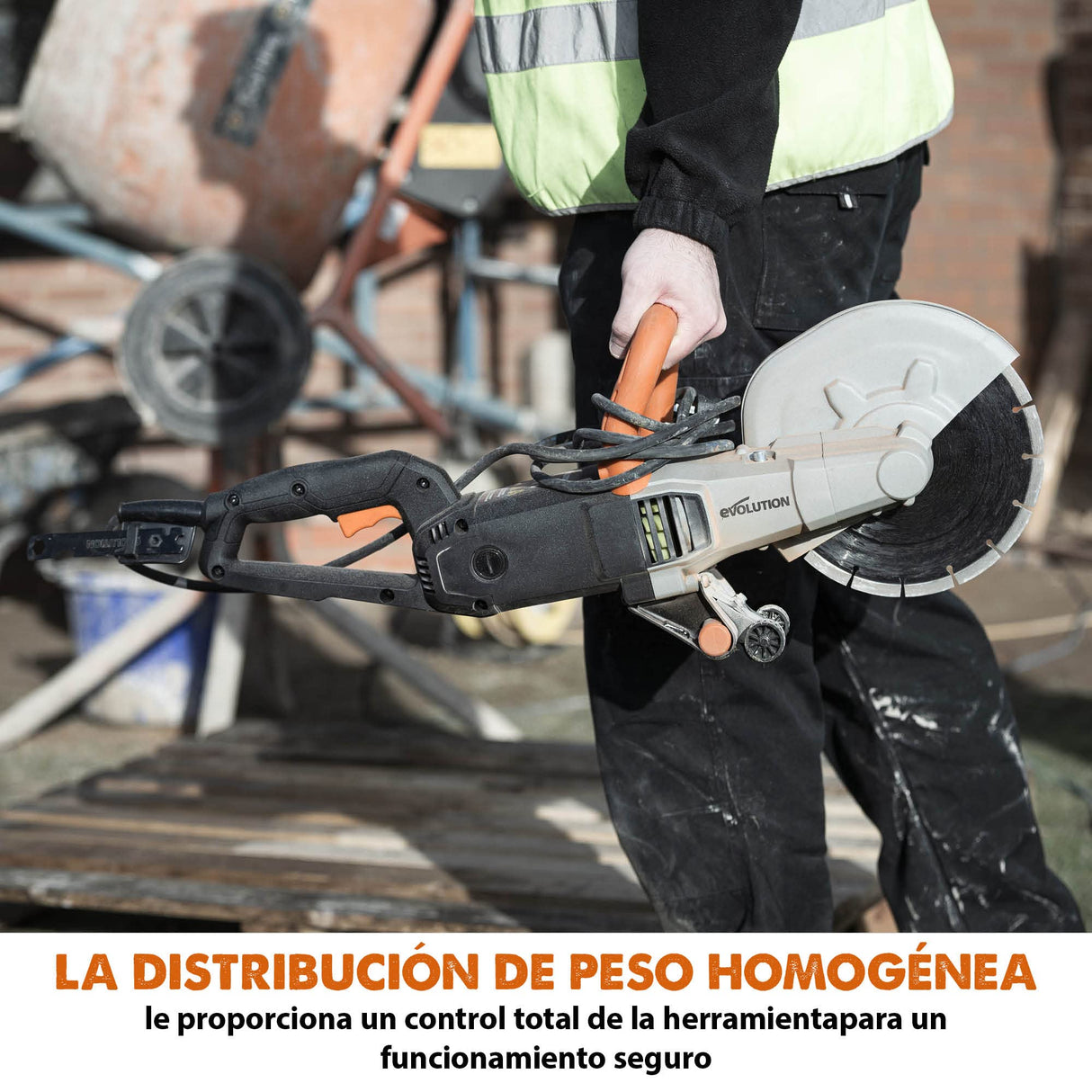 Evolution Sierra para hormigón de 230 mm R230DCT de Evolution: motor de 2000 W, sin gasolina, corte de 90 mm, incl. hoja de diamante para mampostería