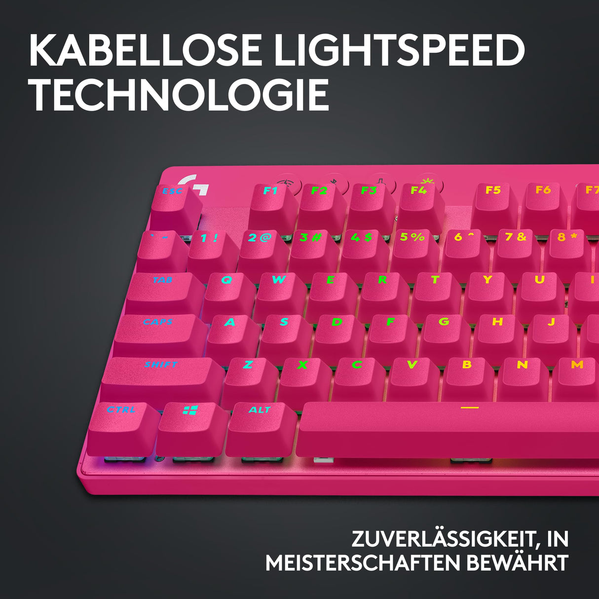 Logitech G Pro X TKL Lightspeed, Teclado inalámbrico para Gaming - Magenta - DEU - Tactile