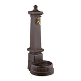 Relaxdays Fuente de Pie Antigua, con Grifo y Lavabo, 100x44,5x38cm, Bebedero Jardín, Terraza, Aluminio Fundido, Marrón, Acero