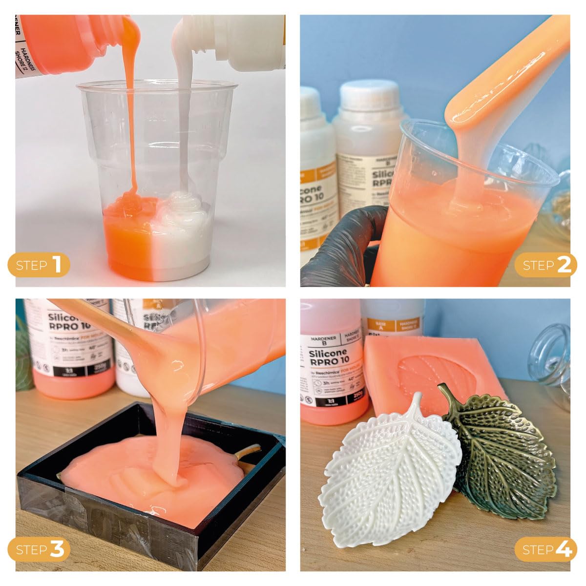 Silicona para moldes 1:1 R PRO 10, Silicona Líquida para la Fabricación de Moldes de Silicona, No Tóxica Y Rápida, Caucho Silicona para Moldes de Resina,silicona para hacer moldes (4 kg)