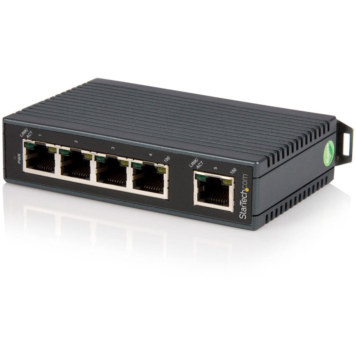 StarTech.com IES5102 - Switch industrial de 5 puertos RJ45 (Ethernet 10/100, no gestionado, montaje en carril DIN certificado IP30), negro