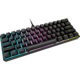 Corsair K65 RGB Mini 60% Teclado mecánico para Juegos (iluminación RGB Personalizable de Teclas Individuales, Teclas Cherry MX Speed, Teclas PBT de Doble Disparo, tecnología AXON) QWERTZ, Negro