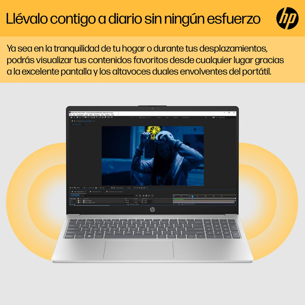 HP - Ordenador portátil de 15.6" FHD (AMD Ryzen 5-7520U, 16 GB RAM, 1TB SSD, AMD Radeon Graphics, Sin Sistema operativo) Plata y Azul - Teclado QWERTY Español