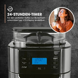 Barista Cafetera de filtro con molinillo con jarra térmica, incluye jarra térmica para hasta 10 tazas grandes de café, para granos de café y café en polvo [acero inoxidable, negro/gris