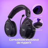 HyperX Cloud Stinger 2 Wireless, Cascos gaming inalámbricos PC, Drivers de 50 mm, Audio Envolvente, Giro 90º, Dongle USB, batería 20h, Micrófono con cancelación de ruido - Negro