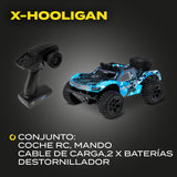 Overmax X-Hooligan Gran Coche de Control Remoto Rápido Escala 1:10 Velocidad 35 km/h Alcance 100 Metros 4x4 Drive 40 Minutos Conducción Diversión Iluminación LED