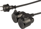 Meister Cable alargador de Goma con Doble Acoplamiento, 25 m, para Exterior (IP44), Conector Schuko, Color Negro