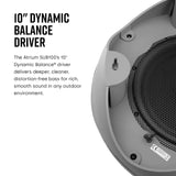 Polk Audio Atrium SUB100 Subwoofer pasivo para Exteriores, Cuenta con Controlador de Equilibrio dinámico de 10 Pulgadas de Largo Alcance,subwoofer de Disparo descendente, Durabilidad para Todo Tipo