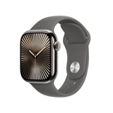 Apple Watch Series 10 GPS + Cellular Smartwatch con Caja de Titanio Natural de 42 mm y Correa Deportiva Gris Piedra - Talla M/L. Monitor de entreno, App ECG, Pantalla Retina Siempre Activa