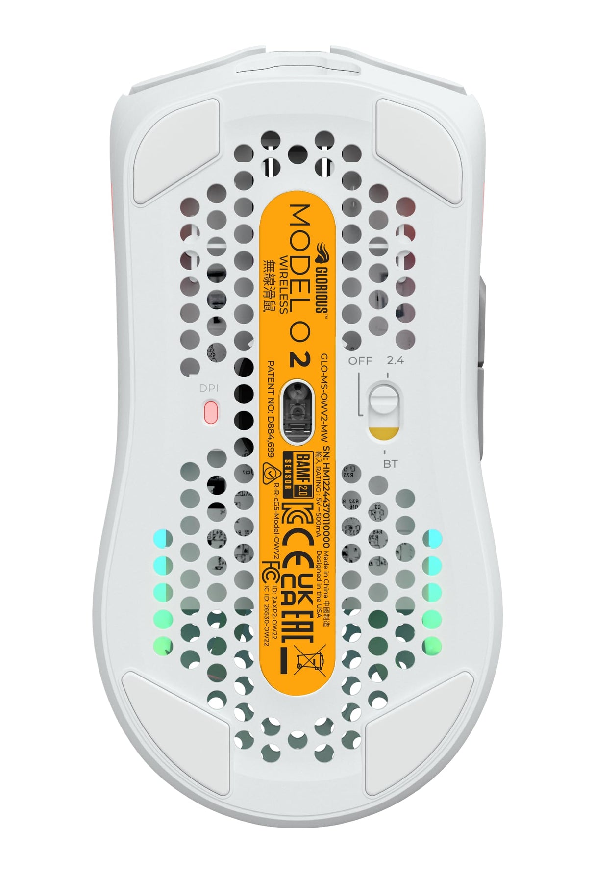 Glorious Gaming Model O 2 Wireless Ratón gaming inalámbrico - Híbrido 2,4 GHz y Bluetooth, 68g superligero, gran batería, sensor PPP 26K, RGB, ambidiestro, 6 botones, deslizadores de PTFE - Blanco