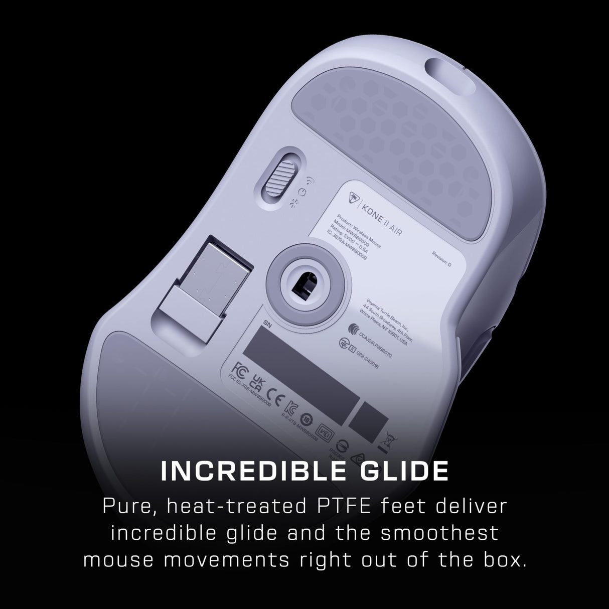 Turtle Beach Kone II Air: ratón inalámbrico ergonómico RGB para Juegos, batería de 350 Horas, Sensor óptico de 26 000 PPP interruptores ópticos de 100 Millones de clics, Blanco ártico