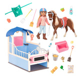 Glitter Girls - Milla & Milkyway, Establo - Muñeca de 14 pulgadas y set ecuestre - Pelo rubio y ojos azules, crin rubia - Muñeca, caballo, conjunto de establo - 3 años +
