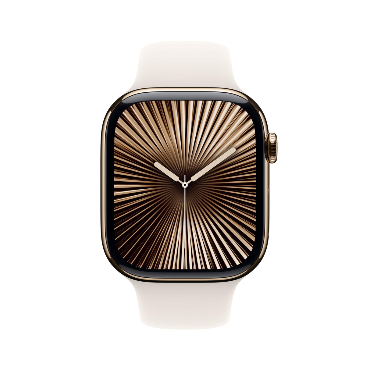Apple Watch Series 10 GPS + Cellular Smartwatch con Caja de Titanio Oro de 46 mm y Correa Deportiva Blanco Estrella - Talla S/M. Monitor de entreno, App ECG, Pantalla Retina Siempre Activa