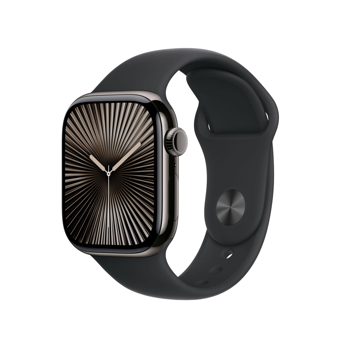 Apple Watch Series 10 GPS + Cellular Smartwatch con Caja de Titanio Pizarra de 42 mm y Correa Deportiva Negro - Talla S/M. Monitor de entreno, App ECG, Pantalla Retina Siempre Activa