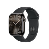 Apple Watch Series 10 GPS + Cellular Smartwatch con Caja de Titanio Pizarra de 42 mm y Correa Deportiva Negro - Talla S/M. Monitor de entreno, App ECG, Pantalla Retina Siempre Activa