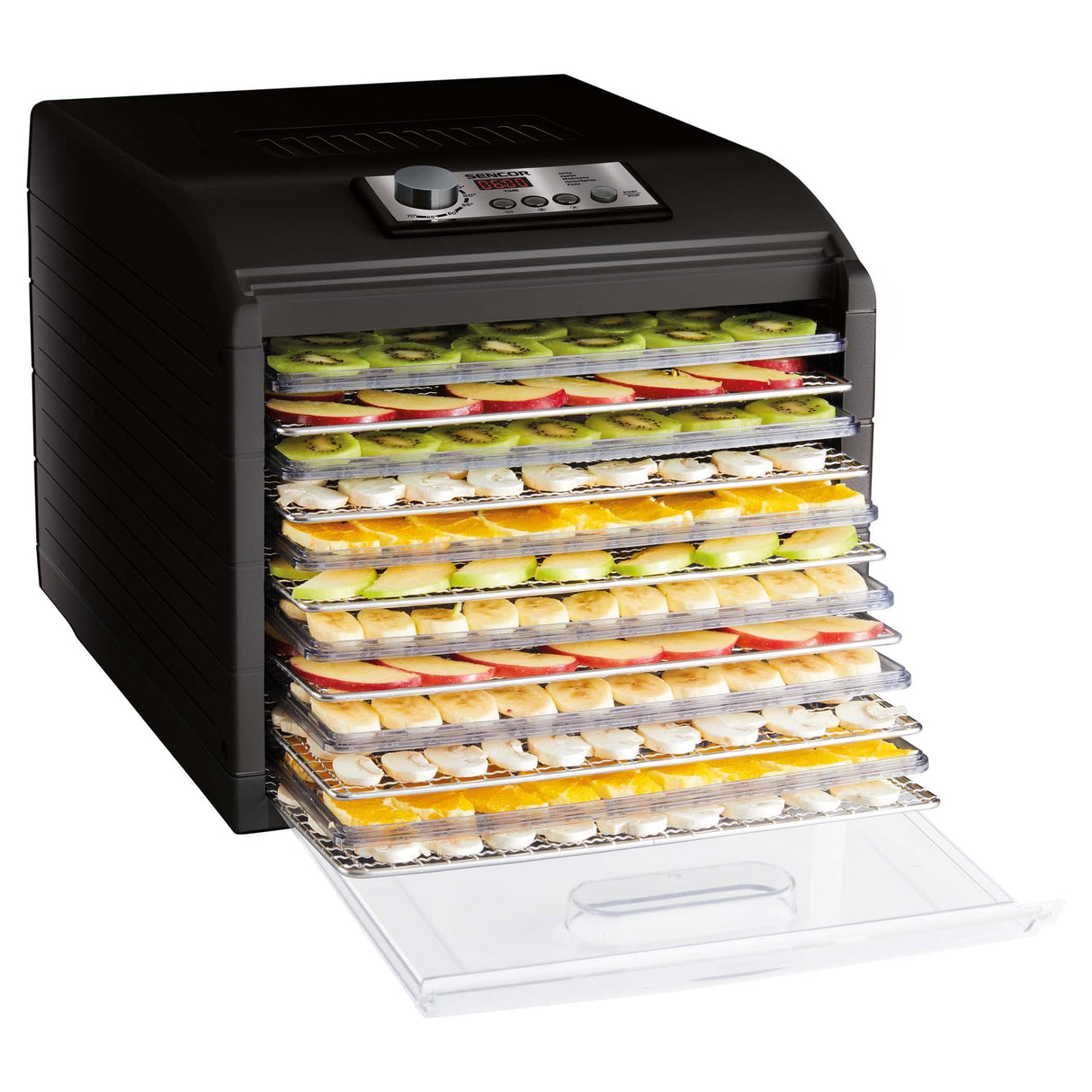 Deshidratador alimentario de alta capacidad, 500 W, color negro