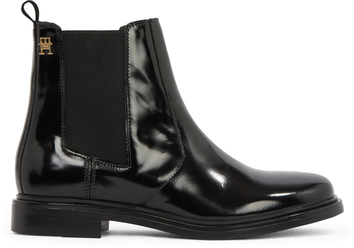 Tommy Hilfiger Botines Chelsea Mujer Abrasivato Leather brillantes, Negro (Black), 36