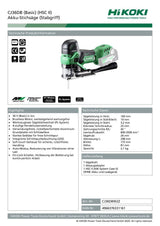 Hikoki CJ36DBW2Z - Sierra de calar con batería