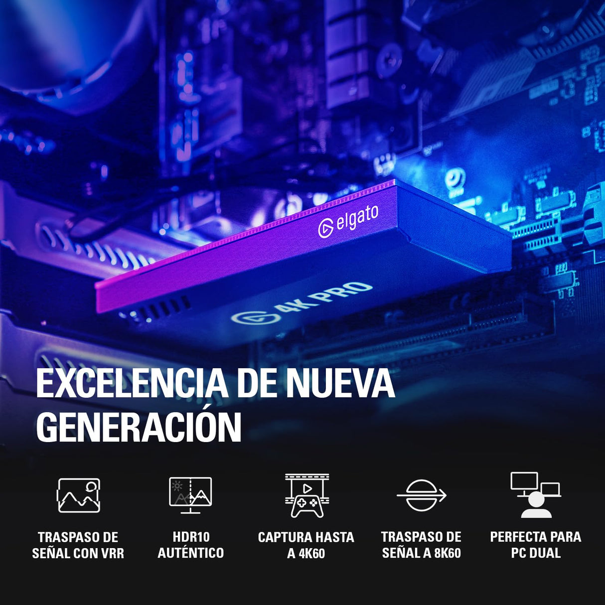 Elgato 4K Pro, Tarjeta de Captura Interna: Traspaso de señal 8K60|4K60 HDR10 con una latencia ultrabaja en PS5|Pro, Xbox Series X|S, Nintendo Switch 2, OBS y más, Streaming, Compatible PC y Dual PC