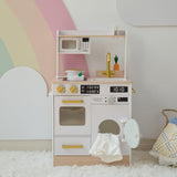 Teamson Kids Cocina de Madera Blanca para niños con huerto, Lavadora, Horno, Fregadero y Accesorios para Juegos creativos y simbólicos