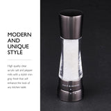 Cole & Mason Derwent Gunmetal Molinillos de Sal y Pimienta, Molinillo Especias, Juego de Molinillos con Grosor Ajustable, Acero Inoxidable/Acrílico, 190mm, H59428G