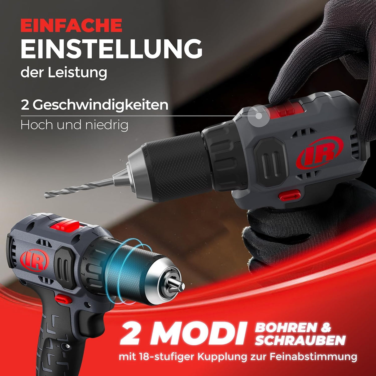 Ingersoll Rand D3141 Taladro Atornillador Inalámbrico, Motor sin Escobillas, 50 Nm Torque, Compacto y Ligero, Diseño Ergonomico, Durabilidad,Precisión