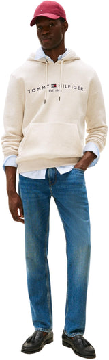Tommy Hilfiger Sudadera Hombre Tommy Logo con capucha, Beige (Heathered Oatmilk), M